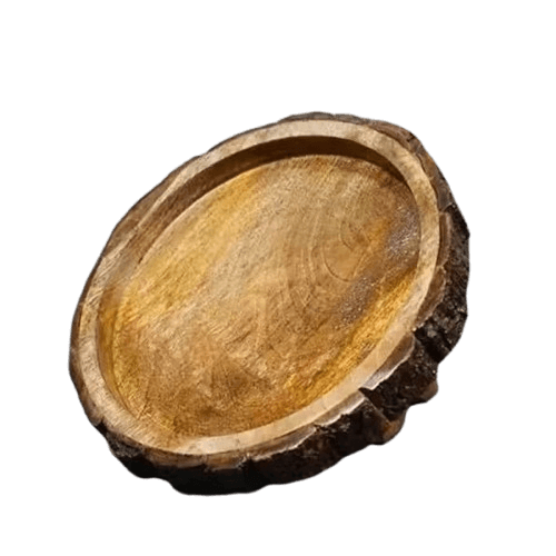 WOOD ROUND SERVING TRAY (NATURAL) 